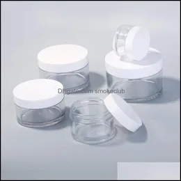 Butelki pakowania Szkoła Business Business Industrial Clear Pet Plastic Jar z białą pokrywką 30G 50G 100G 150G 200g Produkt kosmetyczny dla błota m