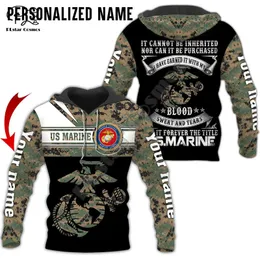 plstar cosmos USMC 해병대 3D 인쇄 패션 후드 스웨트 셔츠 zip 후드 남자 여자 캐주얼 스트리트웨어 U14 220706