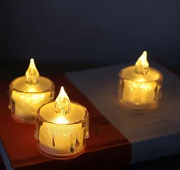 Luci da tè Sfarfallio senza fiamma Candela elettrica Decorazione per feste LED a lunga durata Candele a colonna a batteria Custodia cristallina Matrimonio Natale Atmosfera Puntelli