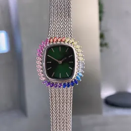 Business Color Diamond Ladies Watch Kwarcowe zegarki 30 mm 32 mm Wygodne bransoletka Pasek ze stali nierdzewnej Drop Kamienna ramka