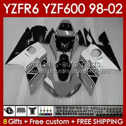 Yamaha YZF R6 R 6 YZF600 600CC YZFR6 98 99 00 2001 2001 2002 BODY 145NO.175 YZF 600 CC YZF-600 98-02 Cowling YZF-R6 1998 1999 2000 01 02 OEM Glossy Grey Blk