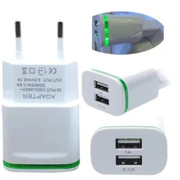 2.1A/5V Dual Port CABLE USB Wall Charger Plug Power Adapter Charging Block Cube for iPhone Sumsung Mobile Phone