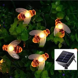 Strings LED 20/50leds Solar Powered Cute Honey Bee String Lights Outdoor Fairy Garland For Garden Fence Patio ChristmasLED