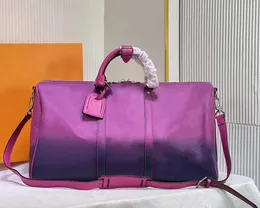 Designer travel bag 50cm leather luxury large capacity outdoor sports bag men's and women's handbag phosphor