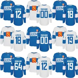 Maglia MitNess 2016 World Cup of Hockey Finland Team 12 Jori Lehtera 18 Sami Lepisto 19 Mikko Koskinen 64 Mikael Granlund Maglie personalizzate per hockey