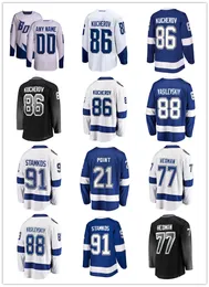 하키 유니폼 Steven Stamkos 91 Nikita Kucherov 86 Andrei Vasilevskiy 88 Point 21 Hedman 77 Cirelli 71 블루 화이트 블랙 2022 스타디움 시리즈 사이즈 S-XXXL 스티치 맨