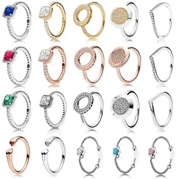 Brand Pandora Party 925 Sterling Stackable 100% Jewelry Silver Style Stars Rings para mujeres 20 Auténtico Nuevo regalo original SSBIX