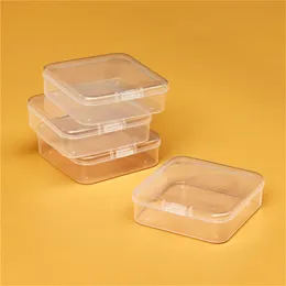 6.5x6.5cm Clear Plastic Square Flip Box Polypropylen Rektangel Mini Storage Containers Box Home Storage Organize Tools MJ0597