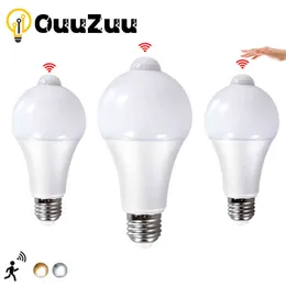 OuuZuu E27 LED PIR Motion Sensor Light Bulb 12W 15W 18W 85-265V Infrared Radiation Motion Detector Sensor Lamp for Home lighting H220428