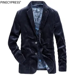 100% Cotton Corduroy Anti-pilling Quality Single Breasted Pockets Casual Man Street Autumn Male Fashion Men Suit Jacket Blazer 220801