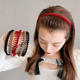 Fine Headdress Solid Flocking Headband Wrap Hair Hoop Bezel With Teeth Hairband Headwear For Women Girl Hair Accessories