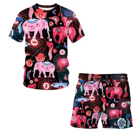 Elephant Summer 3D Printed Męskie szorty T-shirt Zestaw męski dres sportowy O SCICK KRÓTKI SUPIE MĘKOWE
