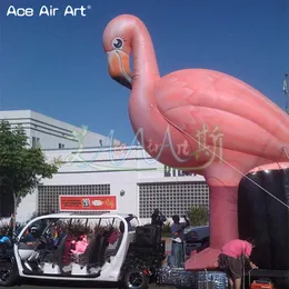 Attraktiv 3/4/5mh utomhusuppblåsbara djurmaskot Pink Air Blown Flamingo för utställning/reklam tillverkad i Kina