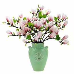 Dekoracyjne kwiaty wieńce 68 cm sztuczny kwiat magnolii nadaje się do aranżacji w salonie układ bankietu ślubnego i