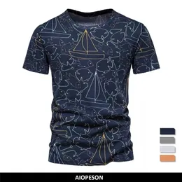 AIOPESON T-shirt in cotone stampato estivo per uomo T-shirt grafiche casual T-shirt da uomo manica corta Oneck di qualità sottile Abbigliamento 220606