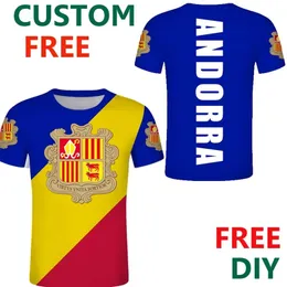 Andorra White T Shirt Gratis anpassad Island Flag Emblem Tee Shirts Diy Country Strip Tee Youth Clothing Jersey 220616
