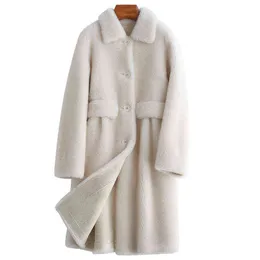 Cappotto di pelliccia di agnello da donna di alta moda per l'inverno Moda semplice Inverno e cappotto di tosatura caldo Cappotto da donna di marca Monopetto T220810