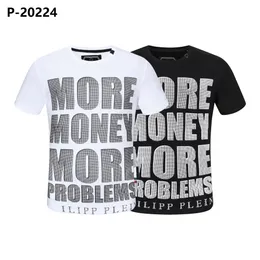 PP Fashion Men's Designer Slim Tee Fit Casual Short Sleeve Round Neck Shirt Tee Skulls Print Tops Streetwear Collar M-XXXL P20224