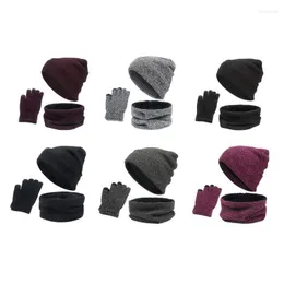 Beanie/Skull Caps 3pcs/set Winter Hat Dicf and Glove مجموعة للنساء الرجال في الهواء الطلق/جمجمة chur22