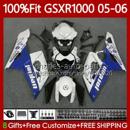 OEM Bodys Kit For SUZUKI GSX-R1000 GSXR 1000 CC K5 05-06 Bodywork 122No.37 1000CC GSXR-1000 GSXR1000 05 06 GSX R1000 2005 2006 Injection Mold MOTO Fairing white blue