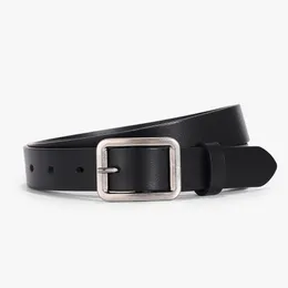 Light Luxury Temperament Leather Belt Women's Design Niche Simple Silver Buckle Head Layer Cowhide Fashion Decoration