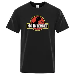 Tecknad dinosaurie tee tryckt ingen internet t män dino t rolig harajuku topps jura offline park mens tshirt 220629