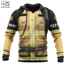 PLSTARコスモス消防士の消防士カスタマイズされた名前3Dプリントパーカースウェットシャツザイップフード付き男性女性