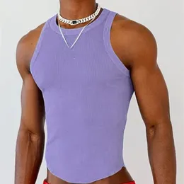 Män tank tops runda nack ärmlös fast färg sommar avslappnad västar fitness streetwear mode män kläder s5xl incerun 220614