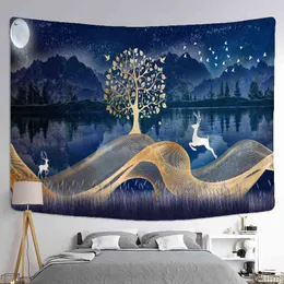 Tobestry Mountain and River Aink Malowanie dywanowe ściana wiszącego w stylu artystycznym w stylu artystycznym