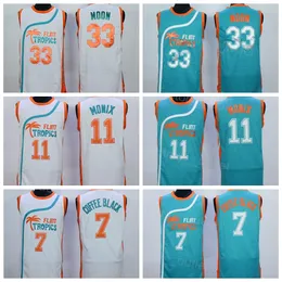 Män film flint tropics semi pro basket basket 33 jackie moon jersey 7 kaffe svart 11 ed monix för sport fans Team grön vit färg andas ren bomull bra kvalitet