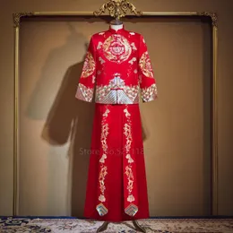 Ethnische Kleidung Chinesischer traditioneller Bräutigam Männer Tang-Anzug Kleid Stickerei Handwerk Retro langärmelig rot Nationalität heiraten HanfuEthnisch