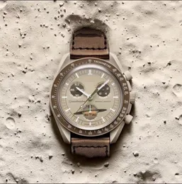 Ome-swa, высококачественные роскошные мужские наручные часы на липучке 42 мм, скоростной кварцевый аккумулятор, хронограф, рабочее Солнце, Меркурий, Луна, Земля, Венера, Сатурн, Уран