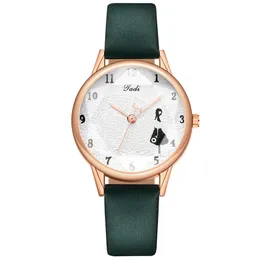 Wristwatches Leather Belt Ladies Watch Quartz Watches Diamond Glass Digital Scale Small Black Dress PU Wristwatch Women Brithday GiftWristwa