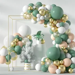 Fai da te Green Green Balloons Arch Garland Kits Kids Birth Baby Shower Disterni per feste di nozze Prodotti a tema tropicale MJ0712