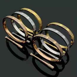 Marca clássica chave de fenda pulseira de luxo cheia de diamantes pulseira de amor designer de alta qualidade pulseira de casal de aço inoxidável para homens e mulheres