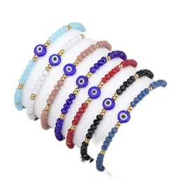 Handmade Jewelry Gifts Braided Strands Rope Chain Colorful Crystal Beads Bracelets For Women Evil Blue Eye Friendship Bracelets DLH878