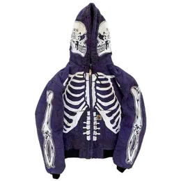 Eoenkky Men's Fashion Hi Street Cardigan Zipper Hoodies Skull Painted Streetwear SweatshirtsヒップホップグラフィティHoody Tops G220713