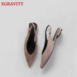 Dress Shoes Xgravity New European American Flat Pointed Toe Casual Fashion Slipper Designer Women v Design All Match Simple A139 220718