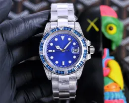 Relógios masculinos de grife Relógio automático Iced Out Clássico mostrador azul Relógio de aço inoxidável 904L