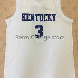 Xflsp homens # 3 tyler ulis kentucky wildcats branco bule retrô retroback jersey costurou qualquer número e nome