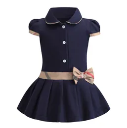 Einzelhandel 2022 Neue Stil Baumwolle Kurzarm Mädchen Kleid Prinzessin Party Casual Wear Bogen Kinder Kleidung Childres der Kleidung Sommer 2-6 jahre