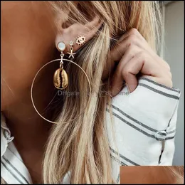 Stud Earrings Jewelry Fahion Shell Big Hoop New Starfish Eye Earring Rhinestone Alloy 3Pairs /Set Party Drop Delivery 2021 Uguym