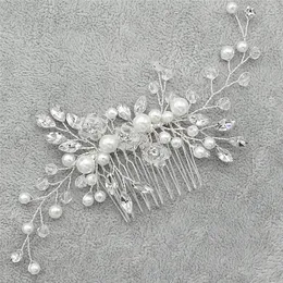 Copricapo Alla moda Perla di cristallo Pettini per capelli Matrimonio Gioielli da sposa Ornamento Copricapo Decorazione Strass Sposa Pettine Copricapo CopricapoH