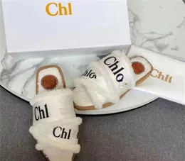 Klassische Damen Woody Hausschuhe Damen Mädchen Furry Slide Slipper Frühling und Herbst Wollweiß Stickerei Mode Bequeme Top-Qualität Barfuß tragen Flip-Flops