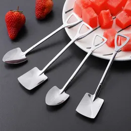 Shovel Spoons Stainless Steel TeaSpoons Creative Coffee Spoon For Ice cream Dessert Scoop Tableware Cutlery