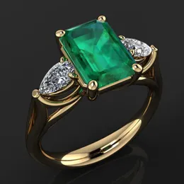 Klaster Ringsgold Kolor Zielony Szmaragdowy Pierścień Dla Kobiet Diamant Bizuteria Anillos De Czere Samica Gemstone