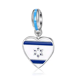 925 Silver Heart Israel Star of David Beads Charms for Women Fit Pandora Bracelets Jóias