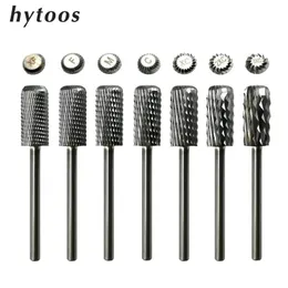 HYTOOS Barrel Carbide Nail Drill Bit Rotary Burrs Reversed Chip Removal Bits Milling Cutter For Manicure Nails Accessories Tool 220518