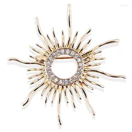 Pins Brooches High Quality Sun Shape Brooch For Women Men Prong Setting Crystals Color Broches Hijab Scarf Buckles Plastron Jewelry Seau22