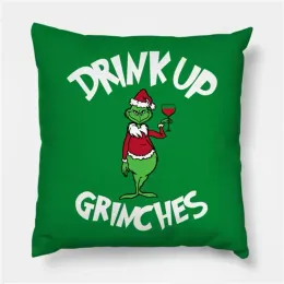 Drink Up Grinch Frohe Weihnachten Geschenk Kissenbezug Weihnachtsdekoration für Wohndekoration für Weihnachtsschmuck Weihnachten Noel Weihnachtsmann 2022